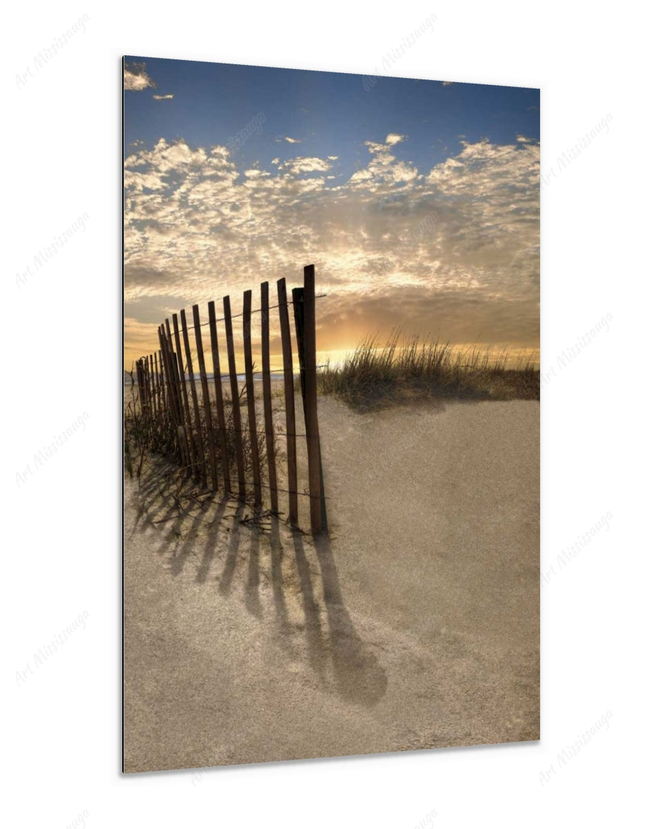Dune Fence At Sunrise